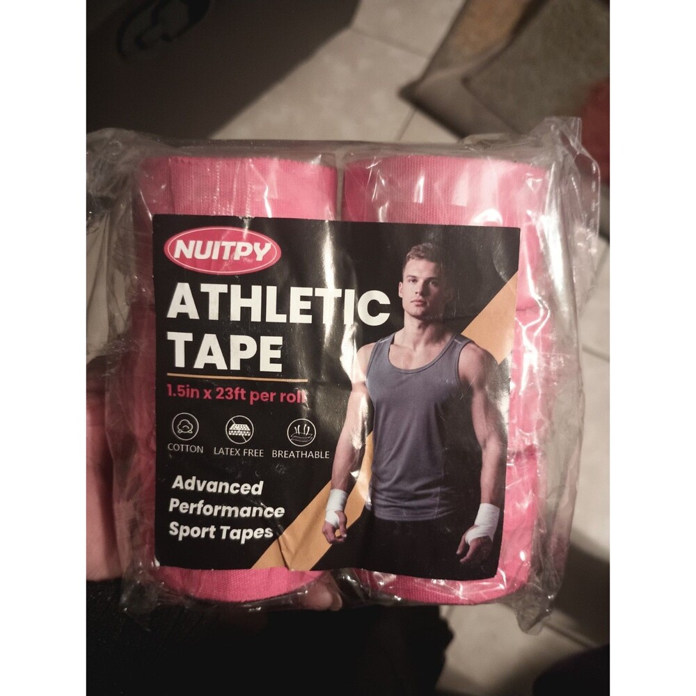 Nuitpy Athletic Sports Tape Pink 1.5in x 23ft 6 Rolls Cotton Latex Free